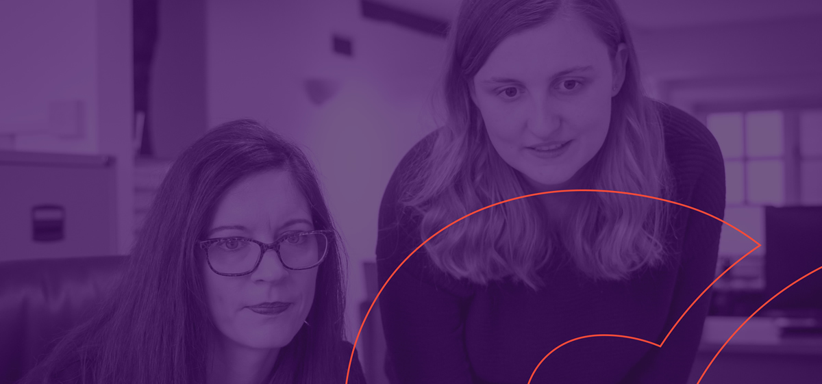 professional women with purple overlay